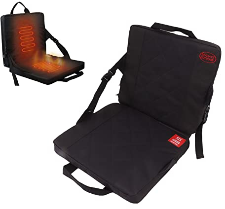 Fabater Cojín de Asiento Plegable Portátil con Calefacción, Asiento de Estadio con Calefacción, Cojín de Respaldo de Espuma Viscoelástica para Invierno Hogar Oficina Camping Pesca Caza