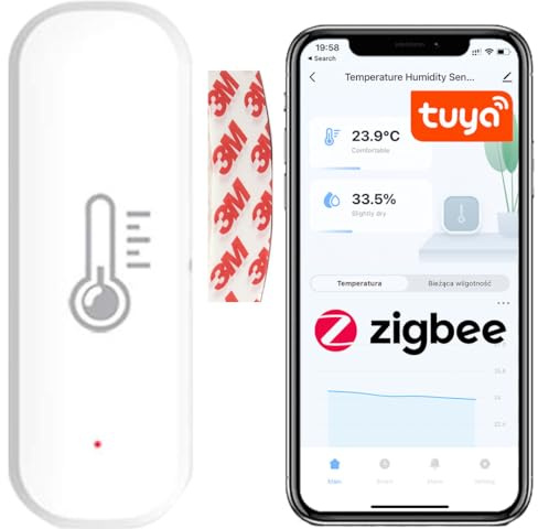 Sone Smart One Zigbee Tuya Temperatur und Feuchtigkeitssensor Batteriebetrieben, Zigbee-Kompatibel, App-Steuerung, Datenexport, Kompakt