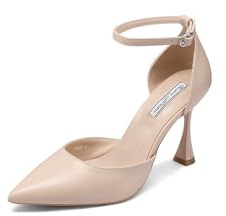 QUEEN HELENA Décolleté con Tacco a Spillo Scarpe Eleganti con Cinturino K3328 (Nude Pu, 41)
