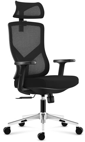 MARK ADLER Manager 3.3 Black - Ergonomischer Bürostuhl Drehsessel Chefsessel - 130 kg belastbar - Höhenverstellbar - Verstellbare Armlehnen Rückenlehne Kopfstütze - Stoff - Homeoffice Büro - Schwarz
