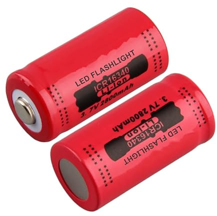 16340 Pilas Recargables, 3.7V 2800mAh 16340 Baterías 16340 de Litio Batería Gran Capacidad Top Botón Li-Ion Bateria para Linternas LED, Linterna Frontal, Dispositivos Electrónicos