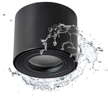 Gleonlux Faretto LED Interno IP44, Faretto Soffitto Impermeabile, Faretti da soffitto 230V, Lampada da Soffitto Moderna Tondo Alluminio Ø80x65mm, Faretto Nero Soffitto per Modulo LED, Set di 1
