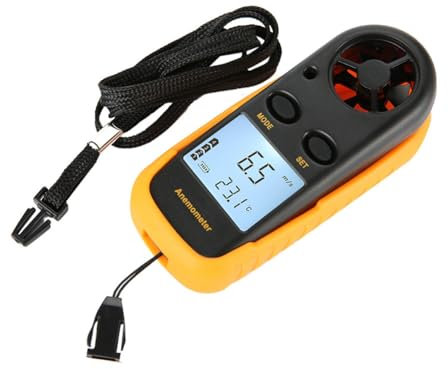 Lnfxkvva Anemómetro medidor de velocidad del viento, anemómetro digital para agricultura industrial, amarillo y negro, 1 unidad