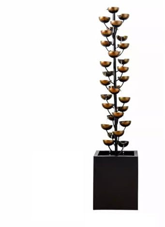 Desktop Fountain, Lyx Retro Smidesjärn Inomhusfontän Kreativ Vardagsrum Entré Kontordekoration Fontän Cascading Metallskål Vattenfall Handgjorda,Decoration(35x35x158cm)