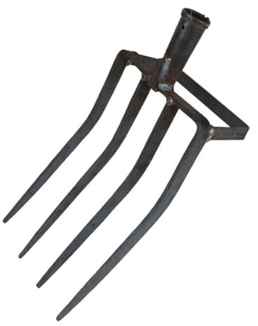 Xtahdge Forcone da Giardinaggio, Attrezzo da Giardinaggio A Forchetta Grande In Metallo con 4 Artigli da Giardinaggio per Compost, Forcone per Pacciamatura di Fieno