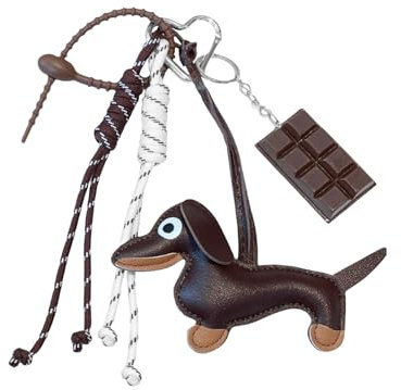 Kinretixia schlüsselanhänger dackel In taschenanhänger Leder, Niedliche Y2K taschenanhänger, Schlüsselanhänger zum Geburtstag, Aesthetic Accessoire Für Rucksack Und Auto braun