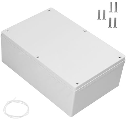 Anslutningsdosa, avgrensningsdosa, vattentätt IP65-avgrensningsskåp, ABS, elektriska anslutningsskåp, DIY, plasthölje, trådfördelningsskåp, platt, för ytmontering, växelskåp, låda (29 x 21 x 10 cm)