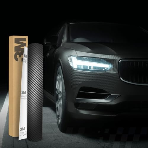 Finest Folia 3M 2080 Car Wrapping Film - Lámina autoadhesiva para coche, moto, barco, protector de pintura 3D con canales de aire para lámina (CFS12, fibra de carbono negro, 100 x 152 cm)
