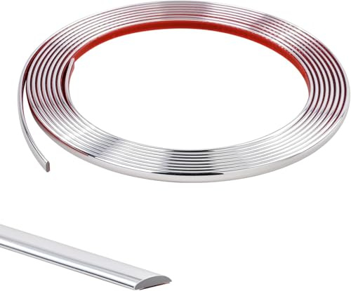 Zayejod PVC Flessibile Modanature Autoadesive Per Pareti,Striscia Decorativa Autoadesiva Peel e Stick Trim Per Piastrelle,Specchi,Soffitti,Pavimenti,Pannelli,Armadi(Argento,10mm/5M)