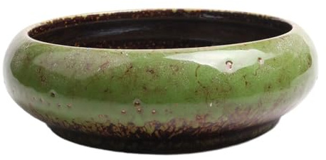 LIXSAZSE bol de jardinière rond juteux, créatif et Durable, pour jardin, petits espaces, Pot à bonsaï émaillé en céramique Vintage, vert