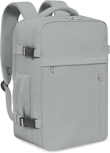 KIRFEIHT Mochila Viaje Cabina Avion 40x30x20 Equipaje de Mano para Ryanair - Maletas de Cabina Pequeña 24L Equipaje de Mano con Puerto de Carga USB para Negocios y Ocio - Gris