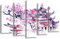 Feeby Bilder Japanischer Kirschbaum 150x100 cm - 5 Teile Modern Wand Bild Wandbilder Kunstdruck Bild auf Leinwand Wandekoration Design Wohnzimmer Schlafzimmer Büro Flur Natur Abstrakt Lila