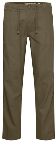 Indicode IDIves Herren Leinenhose Sommerhose Lange Stoffhose mit Kordel Gürtelschlaufen Leinenmix Eingrifftaschen Regular fit, Größe:3XL, Farbe:Dark Olive (644)