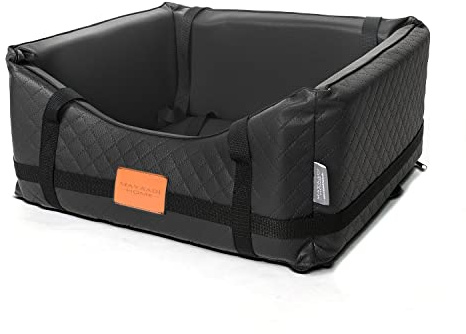 Mayaadi-Home hundbilstol, konstläder, hundstol, hundsäng, bilkorg, hundfilt, hundkorg, transportbur, bilstol, quiltad för baksäte, framsäte (L (65 x 55 x 25 cm), svart)