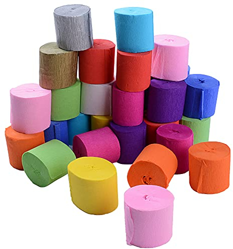 SERWOO 30 Rollen Kreppbänder Bunt Krepppapier 12 Farben Kreppband bunt Bänder Crepe Paper Papier für Party Feier Weihnachten Dekoration (3.5cm*10m/Rolle)
