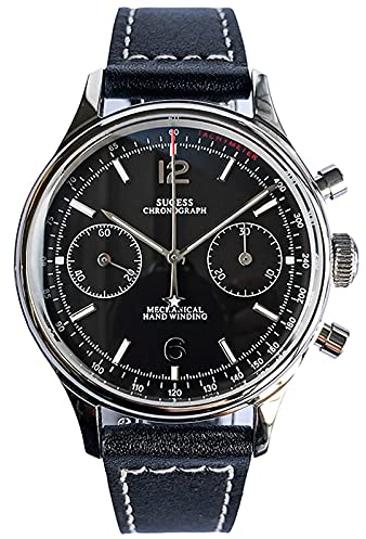 SUPAN003SN V2 Zifferblatt Gold Schwanenhals Möwe ST1901 Uhrwerk Saphirglas Herren Panda Chronograph Uhr 1963, champagnerfarben, 38 mm, Armband