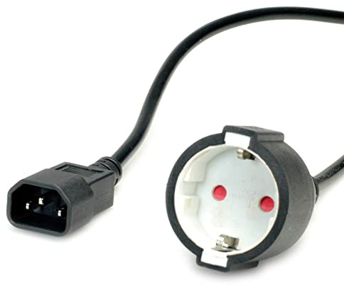 VALUE Netzkabel, C14-Stecker auf Schutzkontakt-Buchse, schwarz, 0,3 m