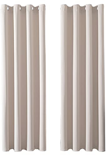 MRTREES Blackout Curtains Bedroom 90 Drop 2 Panels Biscotti Beige Eyelet Thermal Curtain for Living Room Soft Texture Window Treatments for Kids 46x90 Inch 117x228 CM