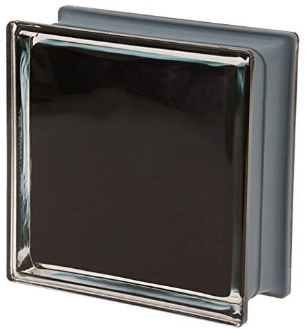 Bloque de Vidrio Metalizado Negro Ondulado , 19 X 19 X 8 Cm