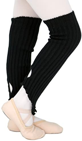 DANCEYOU Ballett Stulpen Mädchen Kinder Tanzstulpen Ballettstulpen mit Fersenloch Leg Warmers 40cm für Tanzen Sport Yoga Schwarz