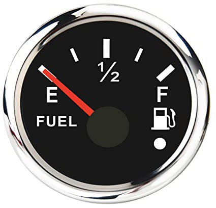 Geloo Indicatore del livello del carburante, 52 mm indicatore di livello del carburante digitale impermeabile 0-190 ohm con luce di allarme per auto barca Yacht camion