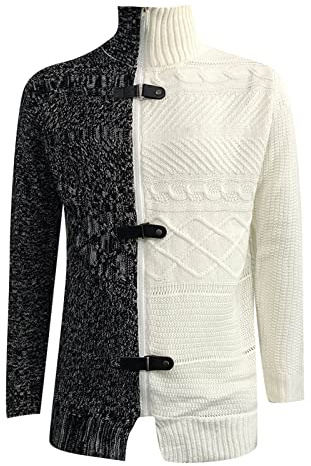 PAIDAXING Abrigo de invierno para hombre para otoño e invierno con cremallera sólida cálida chaqueta de punto blusa abrigos de lana para hombre