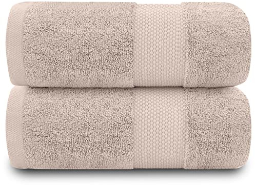 GC GAVENO CAVAILIA Extra Large Bath Sheet 2 Piece - 700 gsm Hotel Quality Egyptian Cotton Extra Large Towels 100X 180 Cm - Extra Soft Bathroom Towel - Mocha