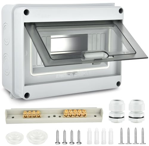 Coffret Electrique Etanche,Exterieur, Coffret Etanche IP65 8 Modules, ABS de Surface en Plastique, pour une Utilisation à l'extérieur, Sites Industriels, Postes de Charge