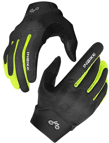 INBIKE MTB Moutainbike Handschuhe Fahrradhandschuhe Langfinger Herren Touchscreen rutschfest Stoßfest Elastisch Reflektierend Atmungsaktiv Radsport Multifunkton IHC539 Schwarz L