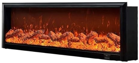 Flytande eldstad för vägg 1500W elvärmare, inbyggd heminredning elektrisk öppen spis, simulerad ved och 3D-flamma, justerbar elektrisk eldstad för vardagsrum Warm as ever