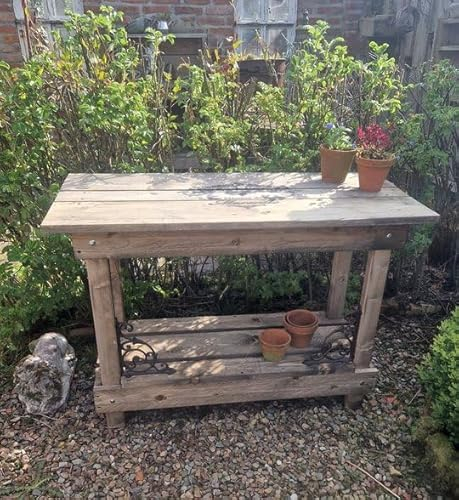 PFLANZTISCH GARTENTISCH CAFES & LEGUMES ANTIK Cottage Stil Holz Tisch Garten NEU EP-033