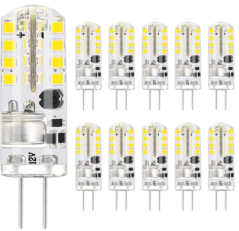 I-SHUNFA Ampoules LED G4 12V AC/DC Non-Dimmable,180LM Blanc Froid 6000K, Economie d'énergie Ampoules LED Pas de scintillement,1.6W Remplace 16W Halogène, pour hottes d'aspiration, Lot de 10