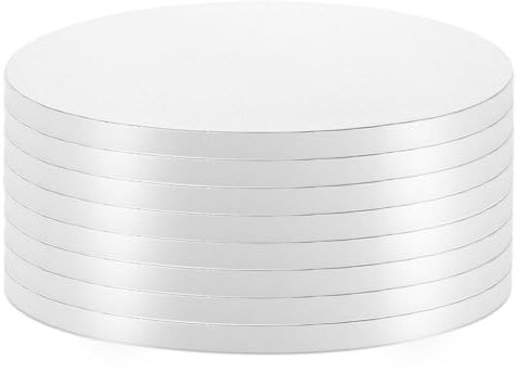 SHUESS 10 Stück Cake Board, Tortenunterlage, 12mm x Ø25cm/10inch Wiederverwendbar Cake Drum, Torten Unterplatten für Transport Kuchen, Runde Cake Karton für Hochzeit, Geburtstag, Party, Weiß