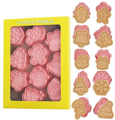 ILamourCar Emporte Pièce Noël, 10 Pièces 3D Moule Biscuit Plastique Moule à Biscuits Patisserie pour Décoration de Biscuits Fondant Cookie Gâteau