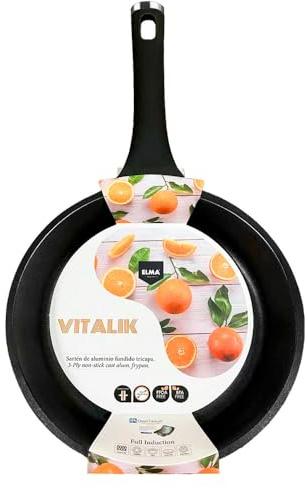 Elma VITALIK stekpanna i gjuten aluminium med non-stick Quantanium-beläggning, mjukt handtag och full induktionsteknik | Kompatibel med alla kök, lätt att rengöra, 28 cm