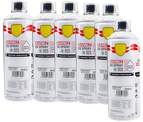 various - Pintura Spray Base Agua 400ml,Ecológica y Sin Olor,Para Muebles,Metal,Plástico y Madera,Colores Duraderos,Cobertura Uniforme - Barniz Mate,6 unidad