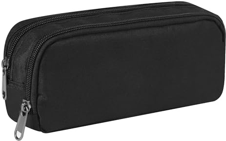 HO-SFSM Estuche para lápices, estuche para estudiantes, con cremallera, estuche para lápices y cosméticos, color negro