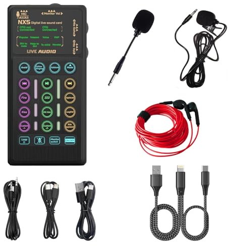 Portable Handheld Sound Card Set for Podacsting, Broadcasting, Living, Singing, Recording, Gaming with Families, Friends, Gift