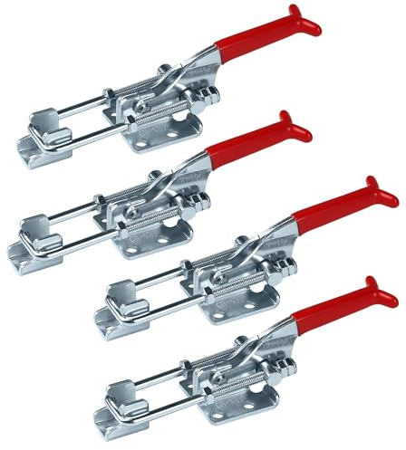 EXLECO 4 Pezzi Chiusura a Leva Regolabile in Metallo, Morsetti a Ginocchiera Inossidabile Regolabili 30mm, Morsetto a Sgancio Rapido, 900kg Chiusura a Scatto in Metallo per Scatole di Armadio Finestre