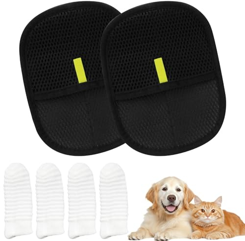 JASFLY 2 Pezzo Guanto Peli Gatto, Riutilizzabile Pet Hair Remover, Guanto Togli Peli Gatto con 2 Coppie di Dita per la Pulizia per Divani, Mobili e Tappeti