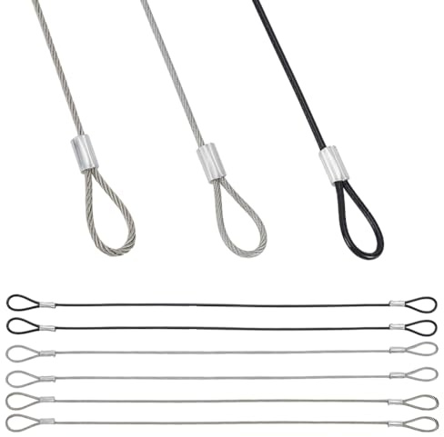 arricraft Cable de acero inoxidable de 3 colores con doble bucle, cadena de seguridad de bloqueo de cuerda de alambre recubierto, 18 unidades