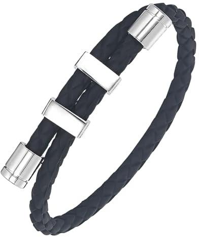 Biomag Magnetic Bracelets for Men & Women, Waterproof Sports Silicone Wristband, Magnetic Golf Bracelet with Powerful Magnets, Adjustable(White&Black) (Black)
