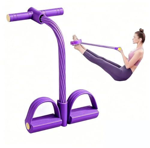 Garegce 6 Tubes Pedal Resistance Band, Sit Up Pull Rope, Abdominal Trainer with Foot Pedal, Full Body Home Workout Equipment for Abs, Legs, Arms, Elastic Band for Yoga, Slimming, Strength Training