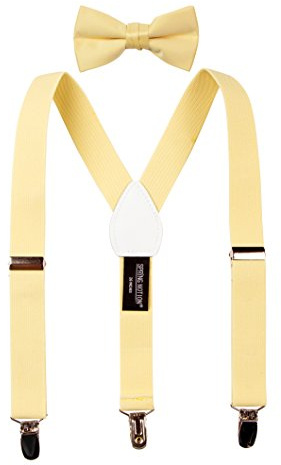 Spring Notion Boys' Suspenders and Solid Color Bowtie Set Yellow Large