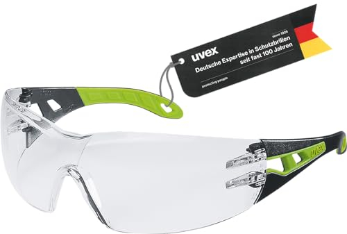 Uvex pheos Occhiali protettivi con tecnologia Supravision Excellence, senza metalli/antiappannamento/antigraffio, unisex, taglia unica, trasparente/nero/verde