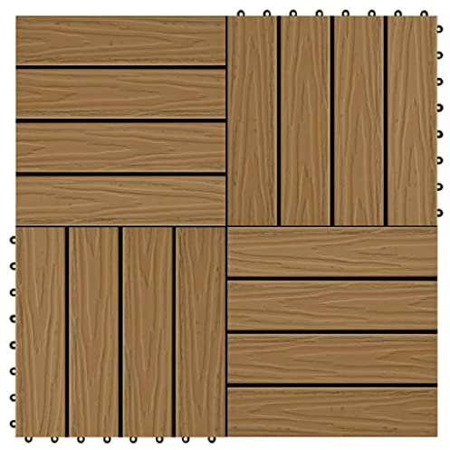 vidaXL 11x Carreau de Terrasse Relief WPC 30x30 cm 1 m² Teck Dalle de Jardin