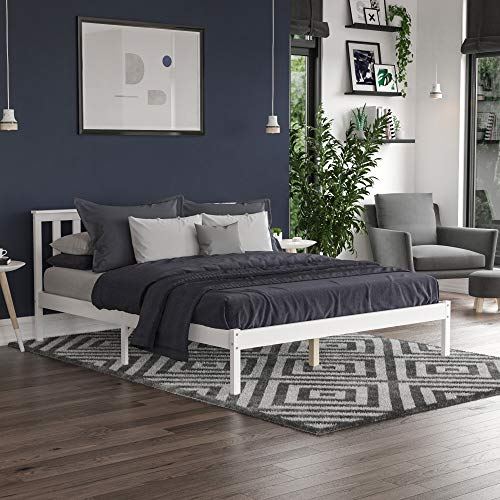Vida Designs Milan King Size Bett Bettgestell Kiefer massiv Kopfteil niedriges Fußende Schlafzimmermöbel weiß 1,5m