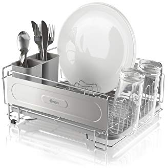 Swan Dish Rack, Rust Resistant and Anti Slip With Drip Tray, Chrome