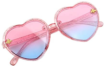 freneci Occhiali Da Sole per Bambini a Forma di Cuore Occhiali per Bambini Protezione UV400 per Feste Regalo - Rosa blu
