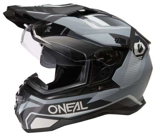 O'NEAL | Motorradhelm | Enduro Touring Adventure Street | Guter Fit, Pinlock und Bluetooth fähig, integrierte Sonnenblende | D-SRS Helmet Square V.22 | Erwachsene | Schwarz Grau | Größe S